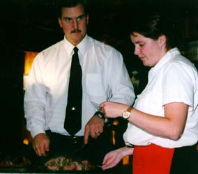 Slicing the steak